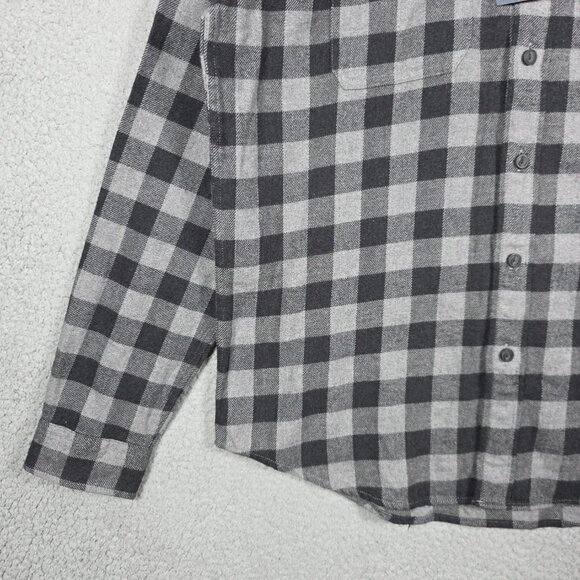 American Eagle Flannel Shirt Mens Size Large nGray Black Plaid Brushed Rugged NW - Picture 4 of 11